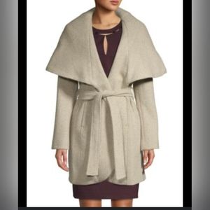 T Tahari Marla Self-Tie Woven Wool-Blend Coat